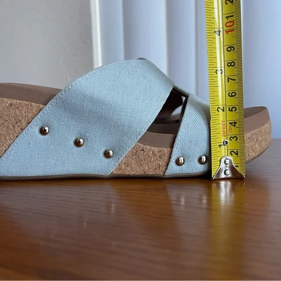 Corkys Bonnie Studded Wedge Sandal Light Blue Denim Size 9 - Picture 14 of 15